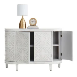 Found & Fable Lena Curved 4-Door Media Cabinet -Accent Aura Furniture Store found fable lena curved 4 door media cabinet 5