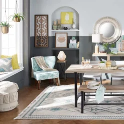 Found & Fable Loggy Wood & Metal Dining Table, 71" -Accent Aura Furniture Store found fable loggy wood metal dining table 71 4