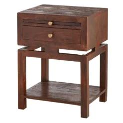 Found & Fable Maddison Chestnut Wood Side Table With Drawer -Accent Aura Furniture Store found fable maddison chestnut wood side table with drawer 2