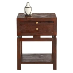Found & Fable Maddison Chestnut Wood Side Table With Drawer -Accent Aura Furniture Store found fable maddison chestnut wood side table with drawer 3