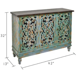 Found & Fable Northfield 3-Door Distressed Cabinet -Accent Aura Furniture Store found fable northfield 3 door distressed cabinet 4