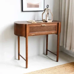 Found & Fable Reston Round Corner Wooden Console Table -Accent Aura Furniture Store found fable reston round corner wooden console table 6