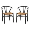 Found & Fable Set Of 2 Denise Wishbone Dining Chairs, Black