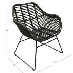 Found & Fable Wates All-Weather Wicker Outdoor Chair, Black -Accent Aura Furniture Store found fable wates all weather wicker outdoor chair black 3