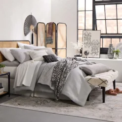 Found & Fable Zuri Cream & Black Tufted Bench -Accent Aura Furniture Store found fable zuri cream black tufted bench 10