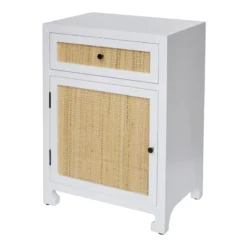 Grace Mitchell 1-Door 1-Drawer Wood & Rattan Cabinet