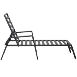 Grammercy Black Steel Slat Outdoor Chaise Lounge Chair -Accent Aura Furniture Store grammercy black steel slat outdoor chaise lounge chair 5