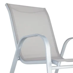 Grey & Silver Sling Stacking Chair -Accent Aura Furniture Store grey silver sling stacking chair 2