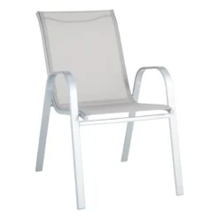 Grey & Silver Sling Stacking Chair