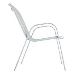 Grey & Silver Sling Stacking Chair -Accent Aura Furniture Store grey silver sling stacking chair 3
