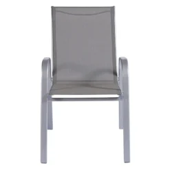 Grey & Silver Sling Stacking Chair -Accent Aura Furniture Store grey silver sling stacking chair 4