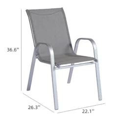 Grey & Silver Sling Stacking Chair -Accent Aura Furniture Store grey silver sling stacking chair 5