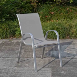 Grey & Silver Sling Stacking Chair -Accent Aura Furniture Store grey silver sling stacking chair 6
