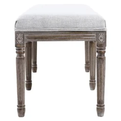 Heritage Light Grey Linen Bench -Accent Aura Furniture Store heritage light grey linen bench 2