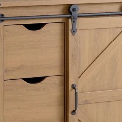 Honeybloom 3-Drawer Jacob Sliding Barn Door Cabinet, Brown -Accent Aura Furniture Store honeybloom 3 drawer jacob sliding barn door cabinet brown 2