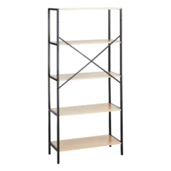 Honeybloom 4-Tier Burnaby Wood & Metal Shelf -Accent Aura Furniture Store honeybloom 4 tier burnaby wood metal shelf 1