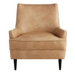 Honeybloom Colton Armchair Faux Leather Buff -Accent Aura Furniture Store honeybloom colton armchair faux leather buff 1