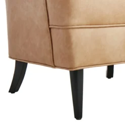 Honeybloom Colton Armchair Faux Leather Buff -Accent Aura Furniture Store honeybloom colton armchair faux leather buff 4
