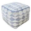 Honeybloom Diana Blue & White Diamond Patterned Pouf