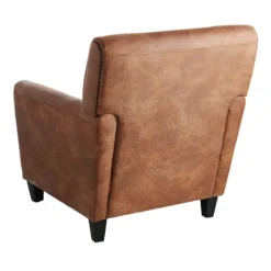 Honeybloom Dylan Brown Faux Leather Armchair -Accent Aura Furniture Store honeybloom dylan brown faux leather armchair 2