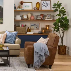 Honeybloom Dylan Brown Faux Leather Armchair -Accent Aura Furniture Store honeybloom dylan brown faux leather armchair 5