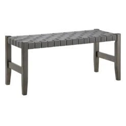 Honeybloom Faux Leather Dark Grey Strap Bench