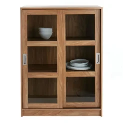 Honeybloom Fullerton 3-Shelf Sliding Door Cabinet -Accent Aura Furniture Store honeybloom fullerton 3 shelf sliding door cabinet 2