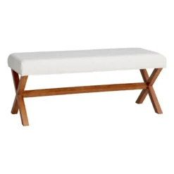 Honeybloom Jordan Chenille Bench, Ivory