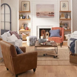 Honeybloom Kayson Paprika Plaid Accent Chair -Accent Aura Furniture Store honeybloom kayson paprika plaid accent chair 3