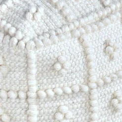 Honeybloom Knots Cream Pouf -Accent Aura Furniture Store honeybloom knots cream pouf 2