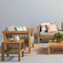 Honeybloom Park City Acacia Wood Outdoor End Table  -Accent Aura Furniture Store honeybloom park city acacia wood outdoor end tableC2A0 8