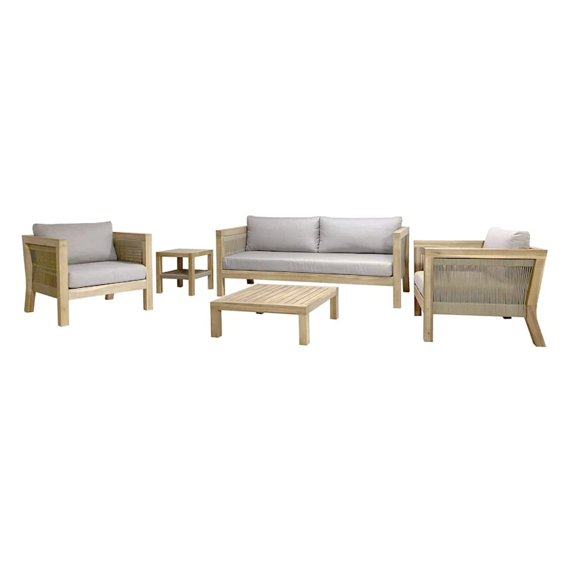 Honeybloom Park City Blonde Acacia Wood Outdoor Sofa 4 Honeybloom Park City Blonde Acacia Wood Outdoor Sofa - Image 4