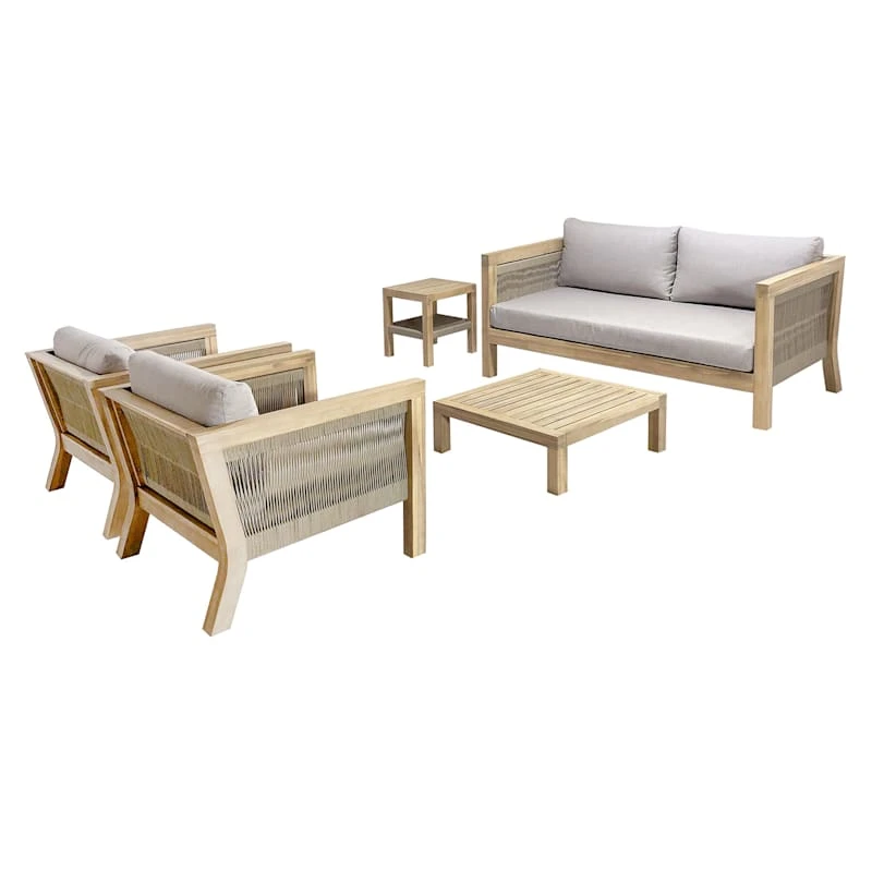 Honeybloom Park City Blonde Acacia Wood Outdoor Sofa 5 Honeybloom Park City Blonde Acacia Wood Outdoor Sofa - Image 5