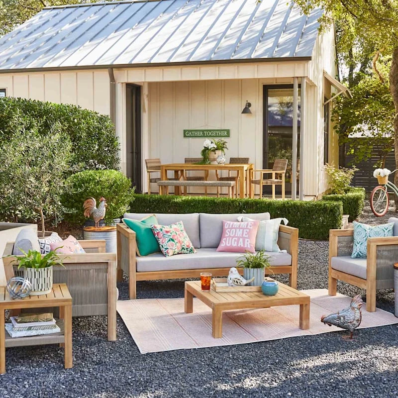 Honeybloom Park City Blonde Acacia Wood Outdoor Sofa 7 Honeybloom Park City Blonde Acacia Wood Outdoor Sofa - Image 7