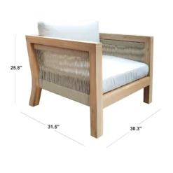 Honeybloom Park City Outdoor Blonde Acacia Wood Lounge Chair With Rope Accent -Accent Aura Furniture Store honeybloom park city outdoor blonde acacia wood lounge chair with rope accent 3