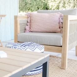 Honeybloom Park City Outdoor Blonde Acacia Wood Lounge Chair With Rope Accent -Accent Aura Furniture Store honeybloom park city outdoor blonde acacia wood lounge chair with rope accent 5