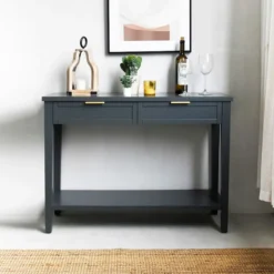 Honeybloom Redmond 2-Drawer Console Table, Grey -Accent Aura Furniture Store honeybloom redmond 2 drawer console table grey 6