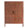 Honeybloom Wood Rattan Door Cabinet