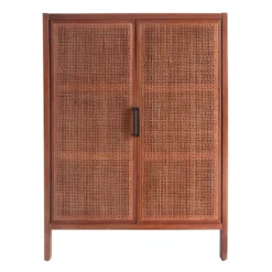 Honeybloom Wood Rattan Door Cabinet