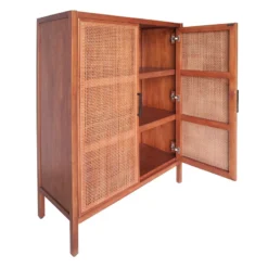 Honeybloom Wood Rattan Door Cabinet -Accent Aura Furniture Store honeybloom wood rattan door cabinet 4