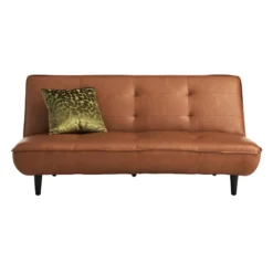Honeybloom Wyatt Push Back Sofa, Cognac Faux Leather 6 Honeybloom Wyatt Push Back Sofa, Cognac Faux Leather -Accent Aura Furniture Store honeybloom wyatt push back sofa cognac faux leather 2