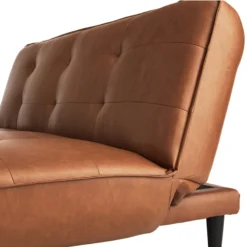 Honeybloom Wyatt Push Back Sofa, Cognac Faux Leather 7 Honeybloom Wyatt Push Back Sofa, Cognac Faux Leather -Accent Aura Furniture Store honeybloom wyatt push back sofa cognac faux leather 3