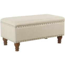 Jasmine Linen Storage Ottoman, Natural