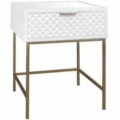 Kelcie Textured Front 1 Drawer Cabinet With Mirror Top