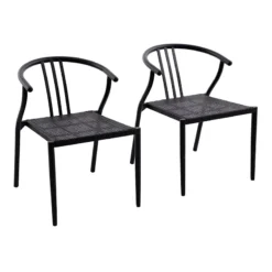 Laila Ali 2-Piece Sydney Outdoor Bistro Chairs, Black