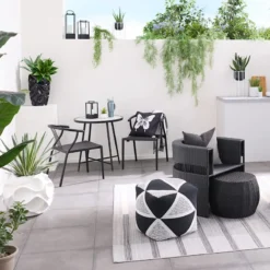 Laila Ali 2-Piece Sydney Outdoor Bistro Chairs, Black -Accent Aura Furniture Store laila ali 2 piece sydney outdoor bistro chairs black 3