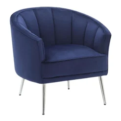 Laila Ali Avani Blue Velvet Accent Chair