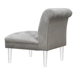 Laila Ali Grey Tufted Accent Chair With Clear Acrylic Legs -Accent Aura Furniture Store laila ali grey tufted accent chair with clear acrylic legs 2