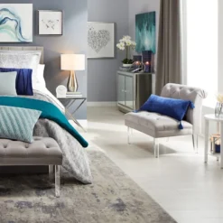 Laila Ali Grey Tufted Accent Chair With Clear Acrylic Legs -Accent Aura Furniture Store laila ali grey tufted accent chair with clear acrylic legs 3