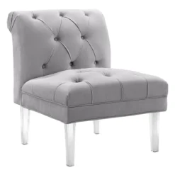 Laila Ali Grey Tufted Acrylic Leg Accent Chair